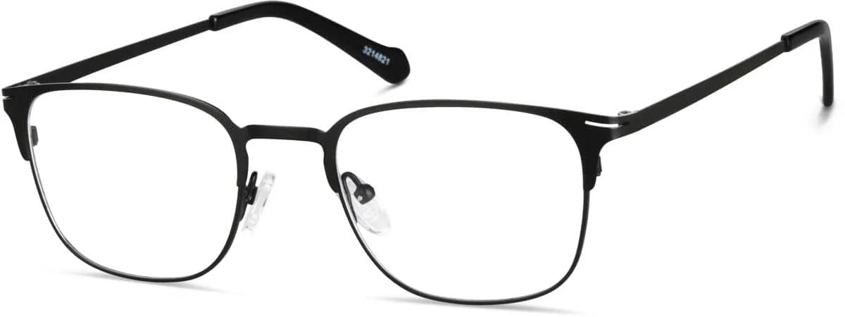 Zenni Black Browline 3214821 — Three-quarter view